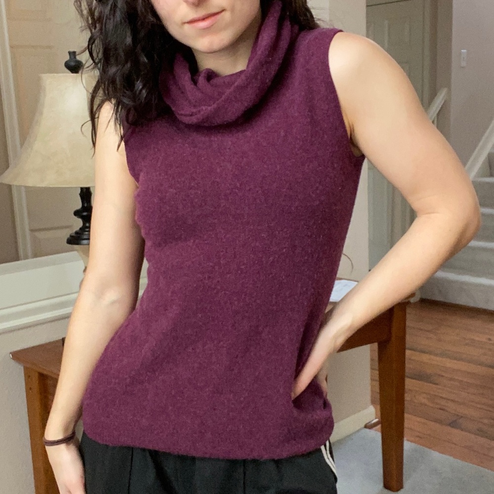 Willi Smith - Purple Sleeveless Turtleneck Sweater - M